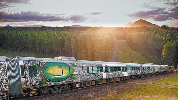 Alick Tipoti artwork on a Queensland tilt train.