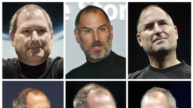 A montage of file photos of Steve Jobs dating (top row L to R) 2000, 2003, 2005, (bottom row L to R) 2006, 2008 and 2009 showing his dramatic weight loss as he battled with illness.
