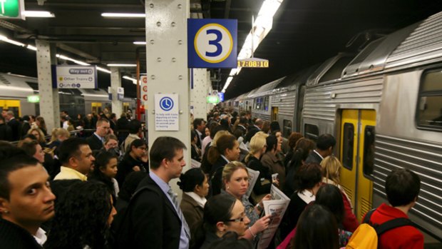 After work commuters crammed onto Platform 3 at Wynyard Station.