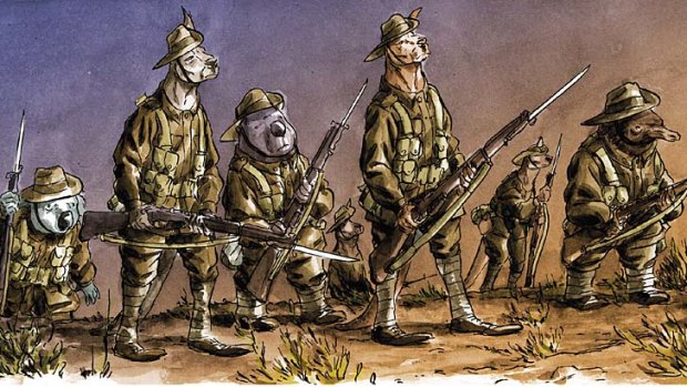 A Greg Holfeld illustration from <em>An Anzac Tale</em>.