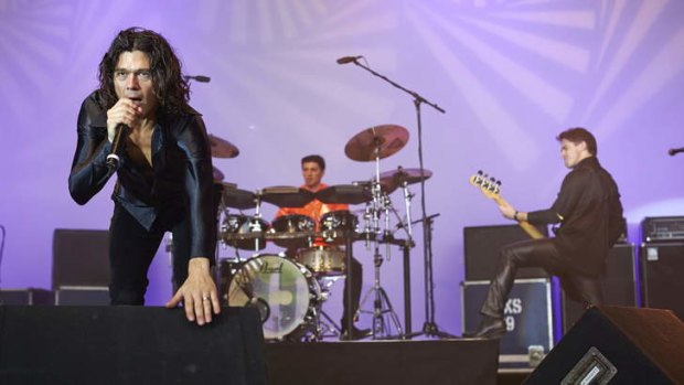 Losing it ... Luke Arnold portrays Michael Hutchence in <i>INXS: Never Tear Us Apart</i> as having dark moods after his head injury.