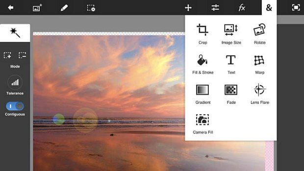 A screenshot of the Photoshop Touch app. 
