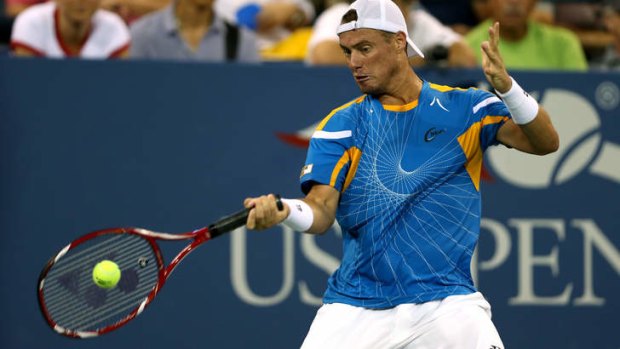 Winning start: Lleyton Hewitt during his win over Brian Baker.