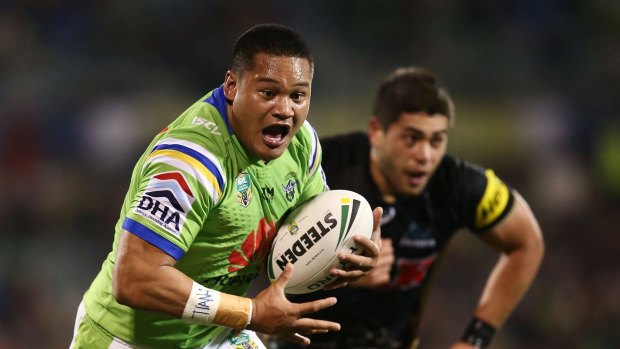 Unstoppable: Canberra's Joey Leilua is enjoying life on and off the field.