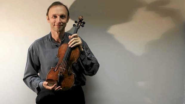 Dene Olding violinist with the Goldner Quartet and Sydney Symphony, with his 1720 Joseph Guarnerius violin.