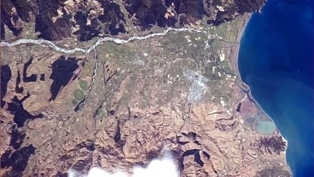 Beautiful ... the shot of Blenheim in New Zealand from space tweeted by astronaut Chris Hadfield.