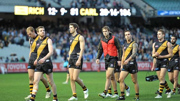 In the dumps: Richmond players feel the pain.