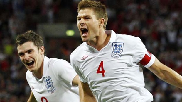 Skipper to the resuce . . . Steven Gerrard scored a brace of goals for England against Hungary.
