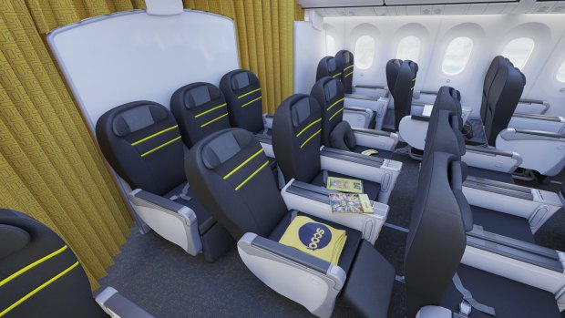 Inside Scoot business class.