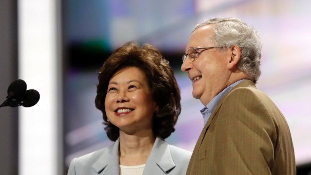 Former Labour Secretary Elaine Chao and her husband, Senate Majority Leader Mitch McConnell.