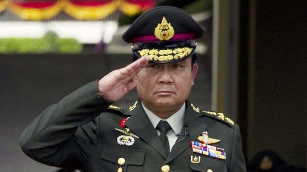 Encouraging voters ... Thailand's General Prayut Chan-O-Cha jumps into the election battle.