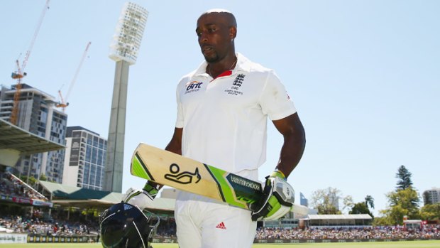 Michael Carberry walks off after being dismissed in the first innings in Perth.