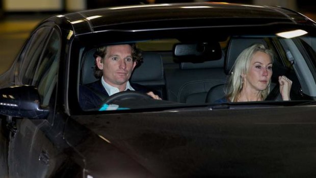 James and Tania Hird leave AFL House.
