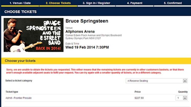 Problems getting tickets: demand has been overwhelming for Bruce Springsteen's concerts.