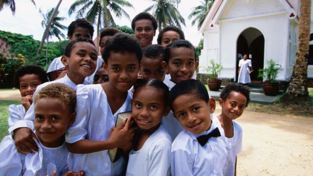 Children at Wakaya Village, Fiji.