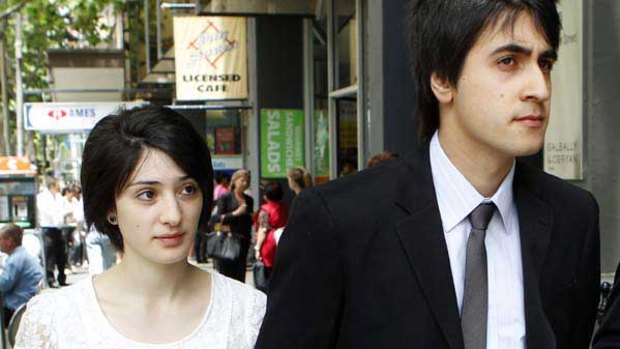 Stephen Slayo and girlfriend Lisa outside the Melbourne Magistrates Court.