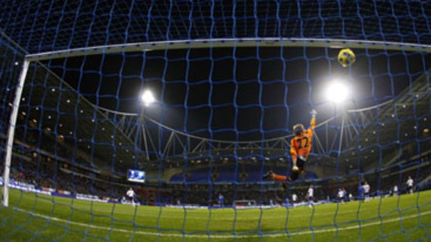 Whiplash ... Bolton's Jussi Jaaskelainen has no chance against a blistering strike from Chelsea's Didier Drogba.