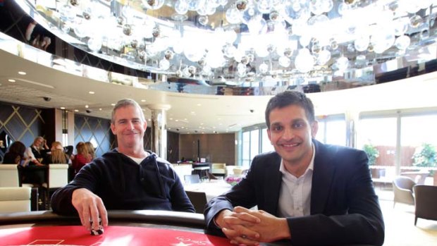 Larry Mullin, CEO Echo Entertainment with Sid Vaikunta, Managing Director of Star City in the new High Rollers Room at Star City Casino.