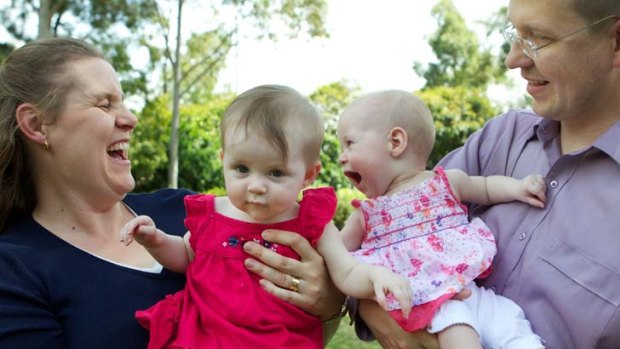 "I feel very special and privileged to have twins" ... Melinda and Graham van Leeuwin with their children Mariska and Madison, conceived through IVF technology.