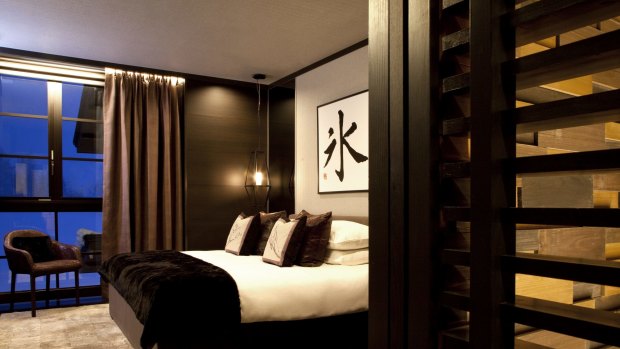 A bedroom at the Kasara Niseko Village Townhouse.