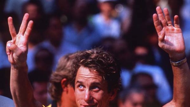 Greg LeMond after winning the Tour de France in 1990.