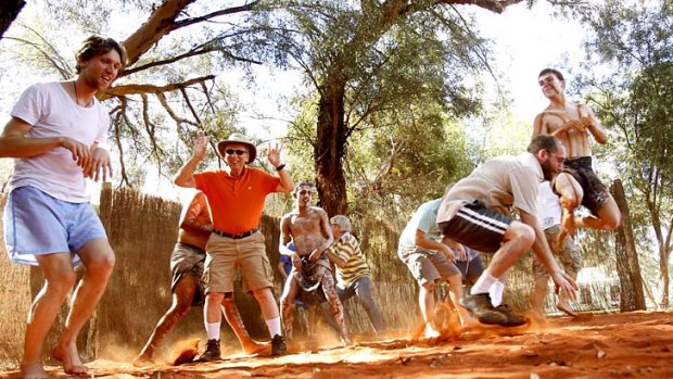 Dance of time ... Wakagetti Dance Troupe members show guests traditional moves.