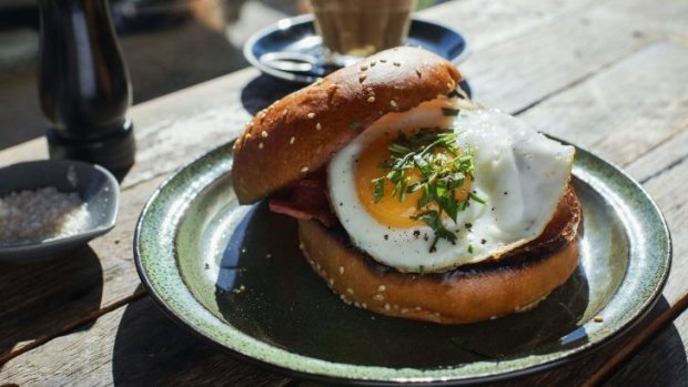 Bacon and egg butty at The Little Kitchen, Coogee