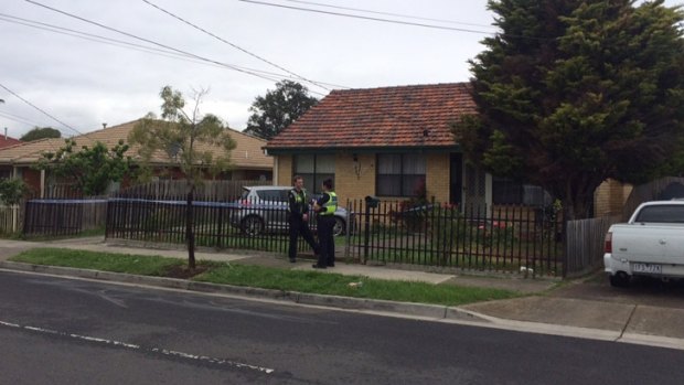 Police outside the home in Graham Street, Broadmeadows.