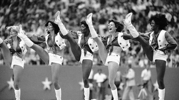 Cowboys cheerleaders, with their signature uniforms  during the 1970s.