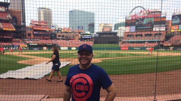 Pilgrimage: The author after a Cubs win in St Louis.