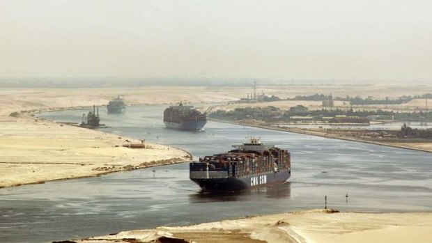Fears: The Suez Canal handles about 8 per cent of world trade.