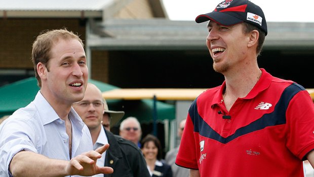 Friends in high places ... Stynes shares a joke with Prince William during last year's royal visit.