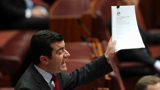 "We were forced to": Senator Sam Dastyari was able to get the regulations tabled by use of an elaborate ruse.