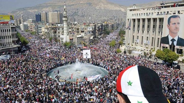 Troubled minority ... pro-Assad protesters fear sectarian violence and retribution if the rebels take power.