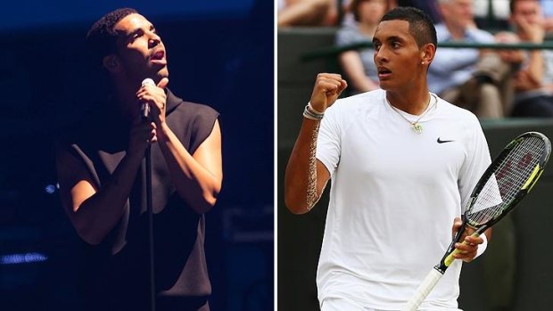 Canadian rapper Drake, left, was hurt by Aussie tennis player Nick Kyrgios' comments.