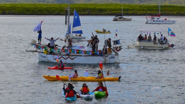Mission partially completed: The Freedom Flotilla to West Papua beginning its epic journey.