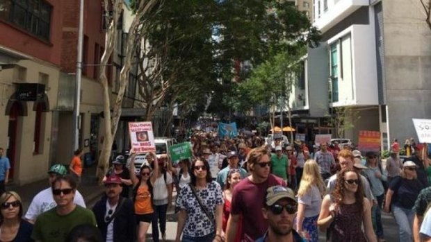 The crowd at the People's Climate March in Brisbane.