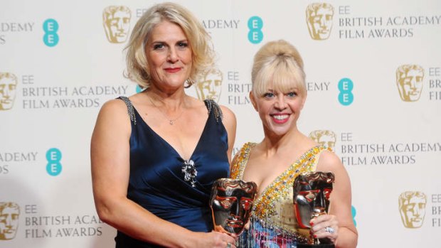 Winners: Beverley Dunn, left, and Catherine Martin win for production design on The Great Gatsby. Martin also picked up a BAFTA for costume design.