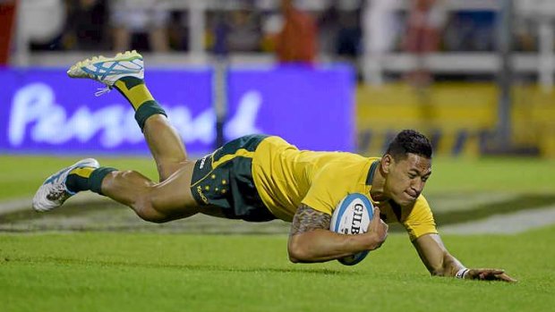 Israel Folau scored the first hat-trick by a Wallaby since Adam Ashley-Cooper against Russia in the World Cup.