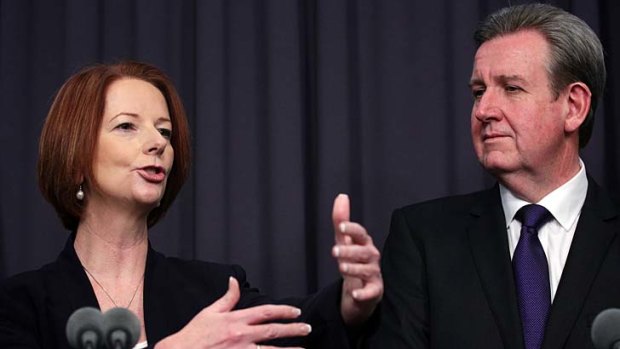 Hard choices &#8230; Julia Gillard and Barry O'Farrell on Thursday.