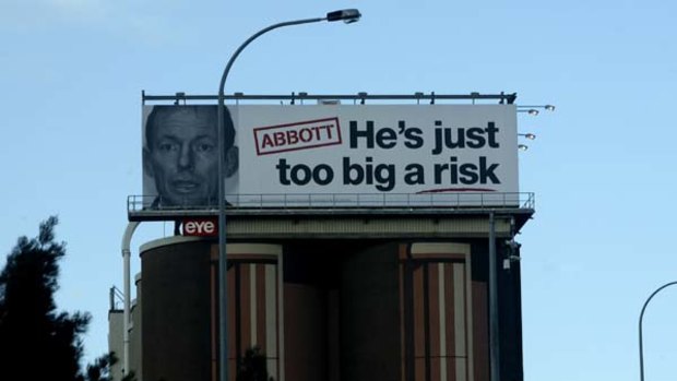 The latest Labor attack ad near the Anzac Bridge.