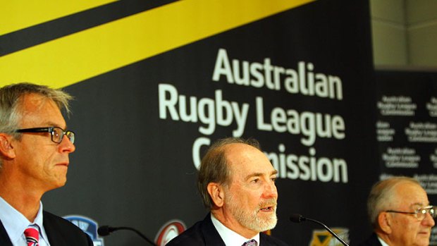 NRL CEO David Gallop, Australian Rugby League Commission chairman John Grant  and John Chalk, chairman of the Australian Rugby League.