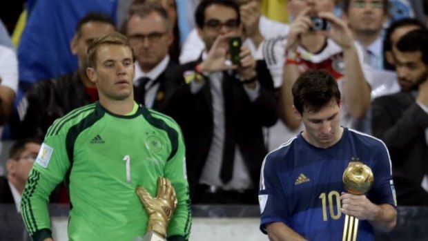 Little consolation: Messi was less than thrilled with his Golden Ball award.