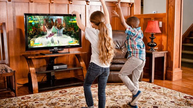 Children playing with Xbox Kinect