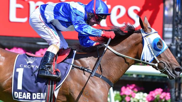 Too strong &#8230; Dear Demi and Jim Cassidy salute in the VRC Oaks. They reunite at Rosehill.