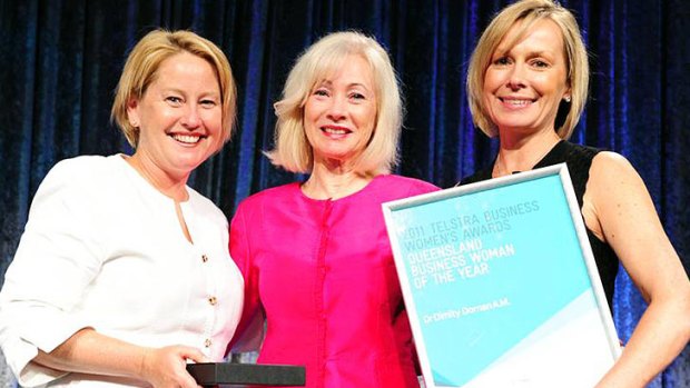 Last year's businesswoman of the year Megan Houghton, this year's winner Dimity Dornan and Telstra's Inese Kingsmill.