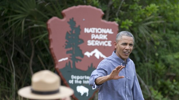 On the warpath: President Barack Obama visits the Everglades National Park in Florida.