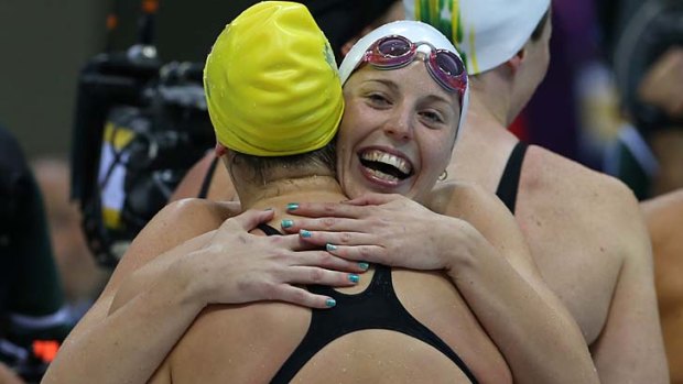 Golden girls ... the Australian team won the 4x100m relay final.