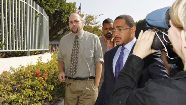 Christopher Chaney arrives for a post-indictment arraignment at Edward R. Roybal Federal Building in Los Angeles.