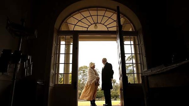 Recreating the past ... volunteers Christine Hordern and Graeme Wilson  at Old Government House in Parramatta.